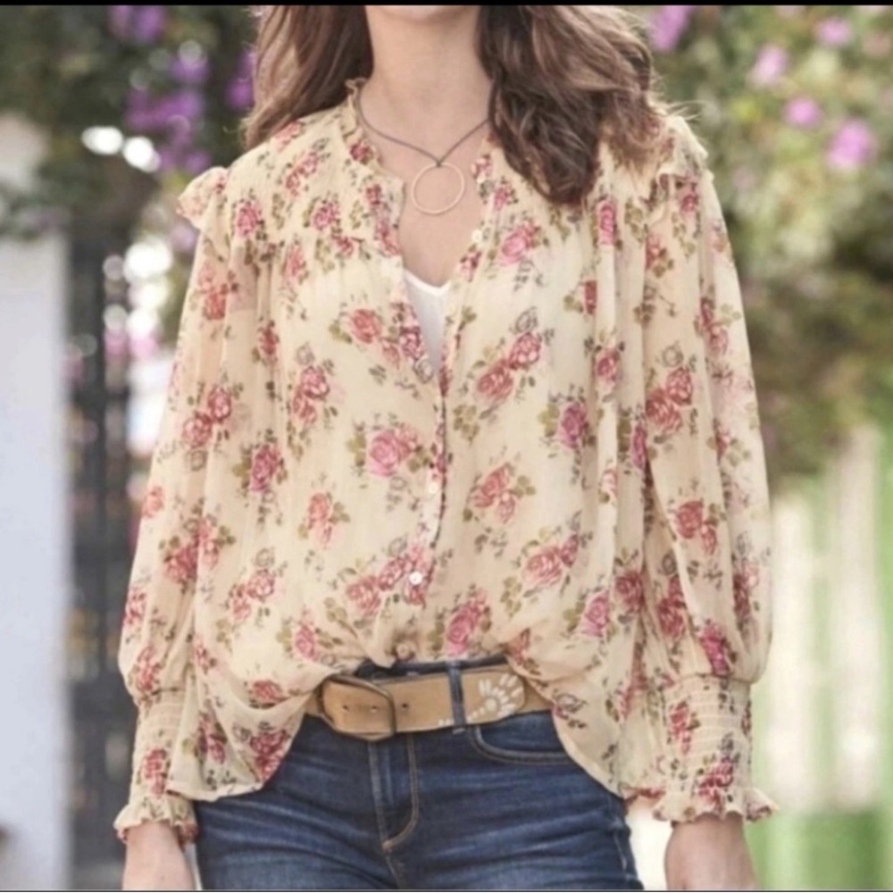 Sundance Floral Blouse - Pink and White